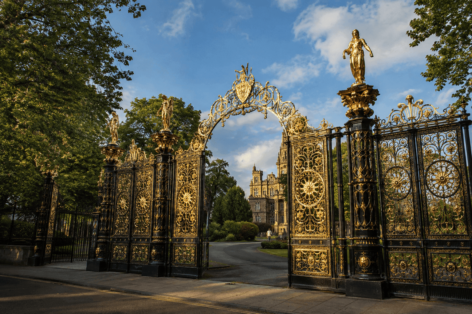 The Golden Gates outside Warrington Town Hall