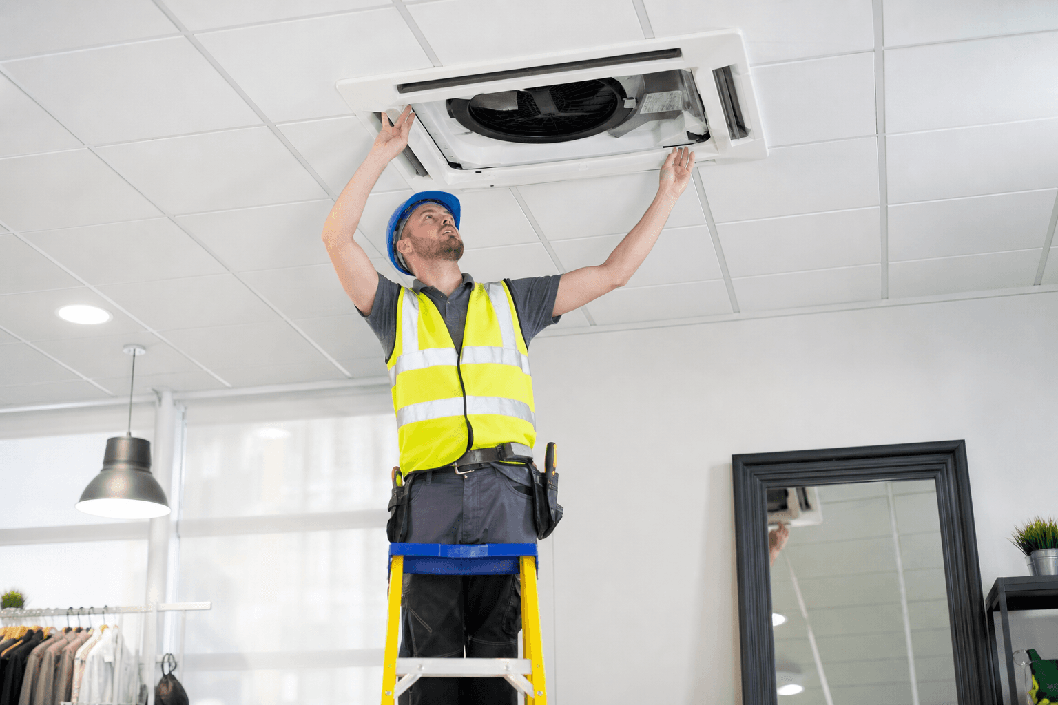 Commercial air conditioning installation in an office or retail space